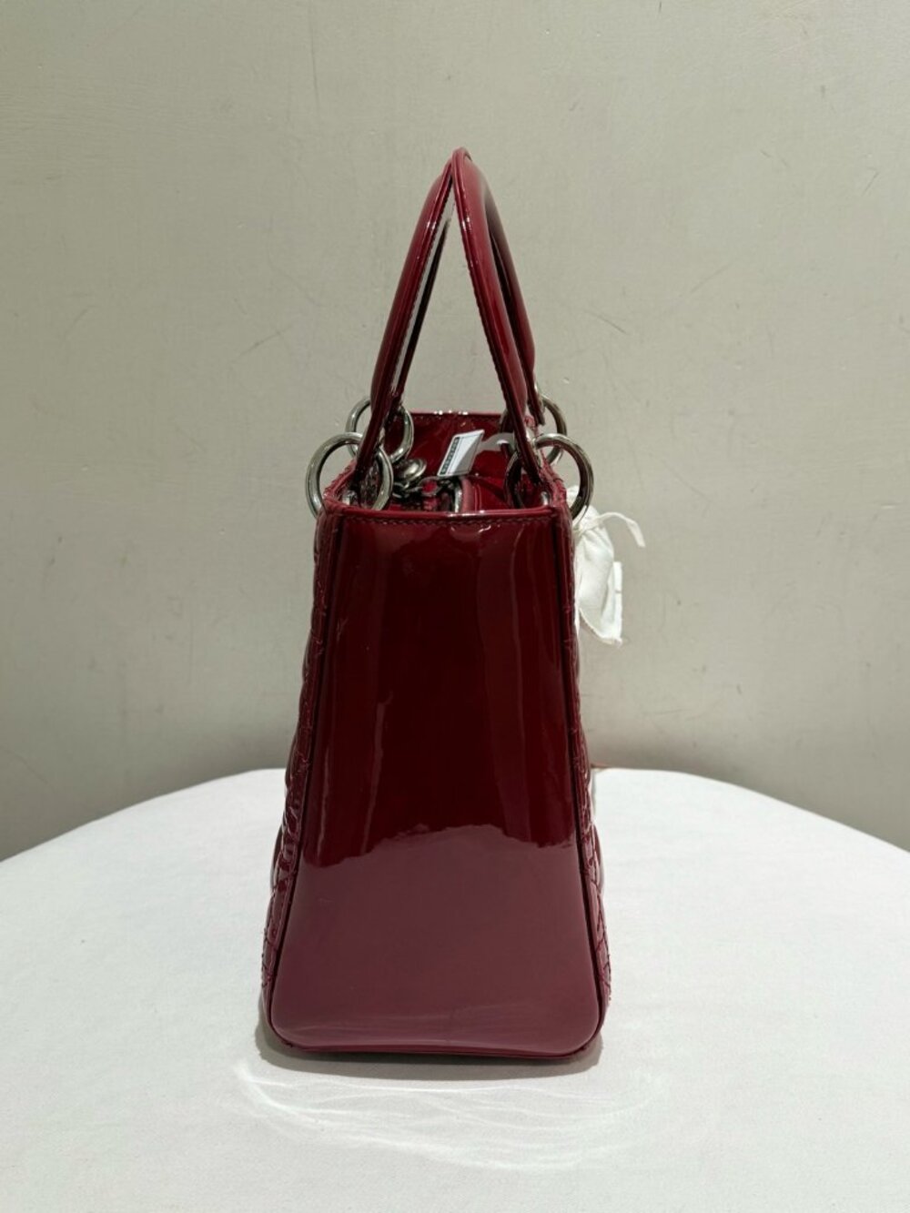Dior Lady Dior Red Patent Leather 5-Cannage Handbag - Picture 4 of 9